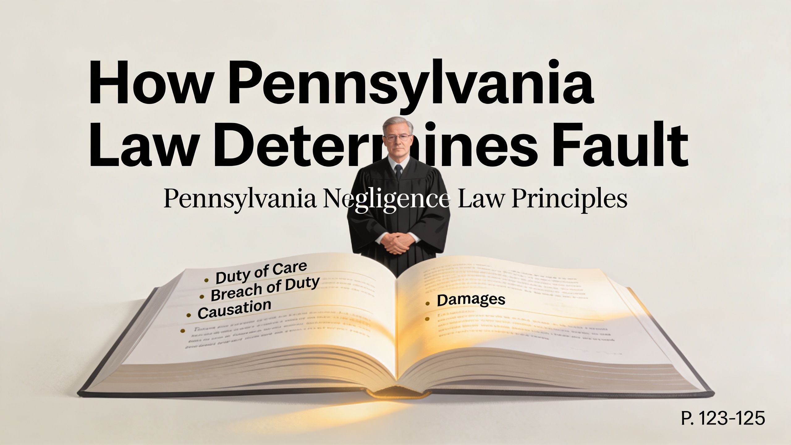 A legal textbook illustrating Pennsylvania negligence law principles, including duty of care, breach, causation, and damages.